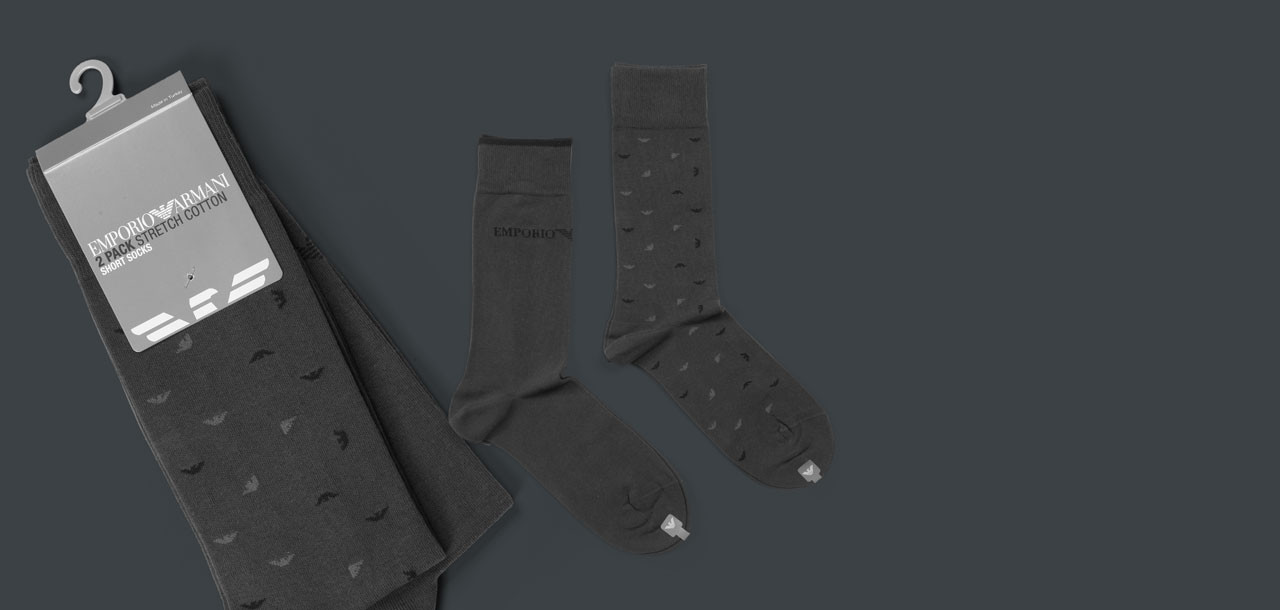 Emporio Armani Cotton Stretch Socks 2-Pack 8A292, color Nee