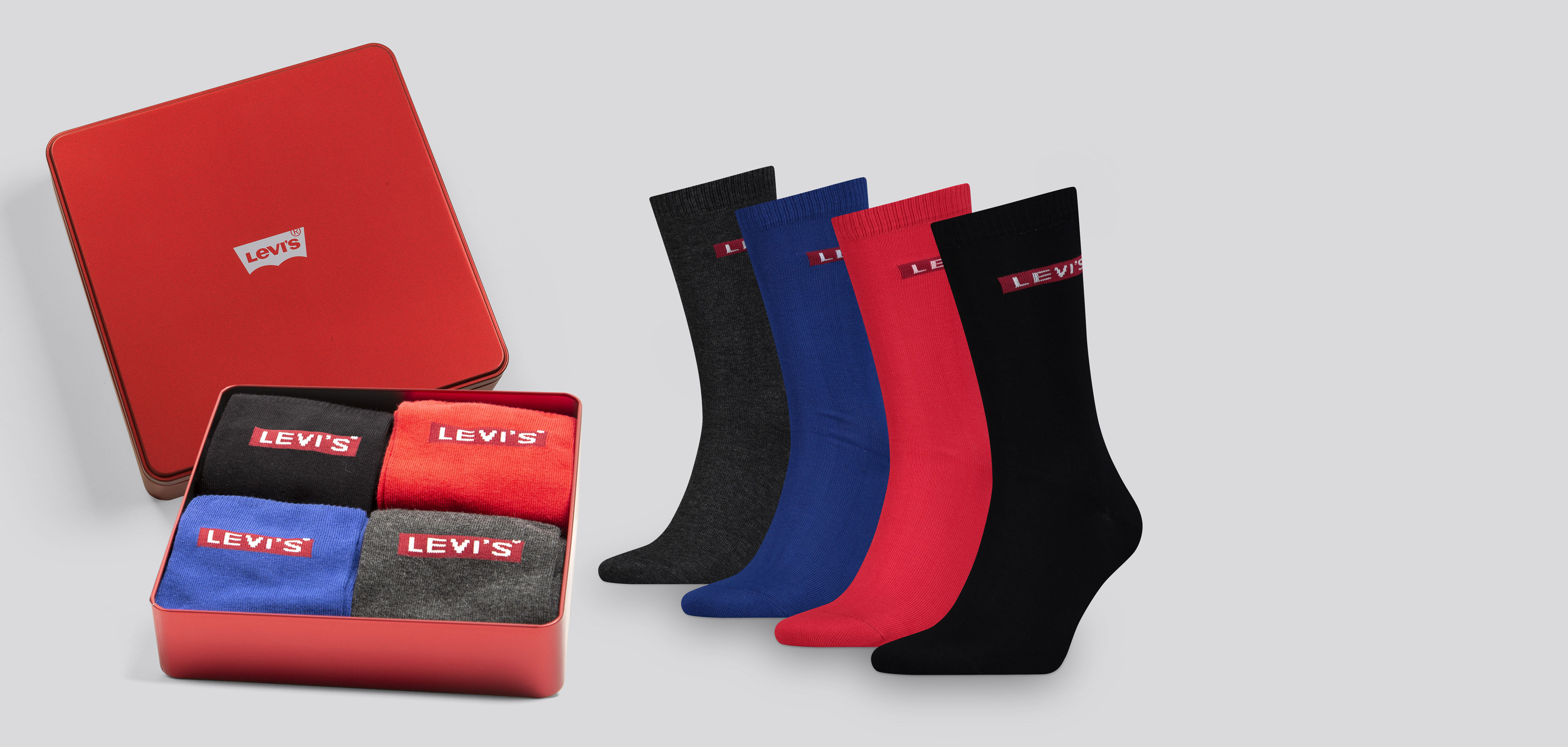 Levi_s Regular Cut Socks 4-Pack Giftbox 6001, color Nee