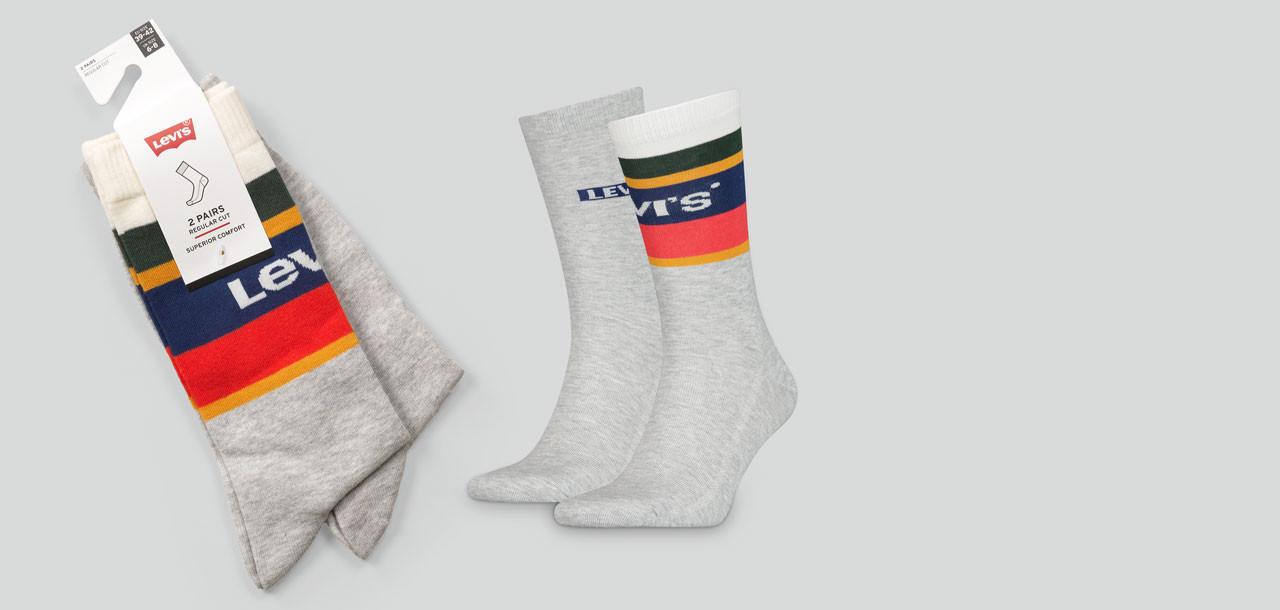 Levi_s Regular Cut Color Block Stripe Socks 2-Pack 601
