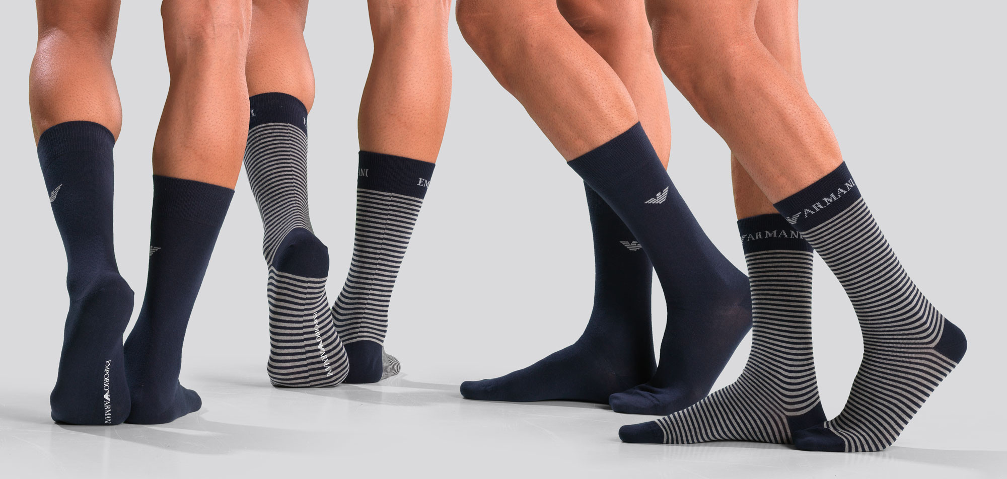 Emporio Armani Striped Stretch Cotton Socks 2-Pack CC114