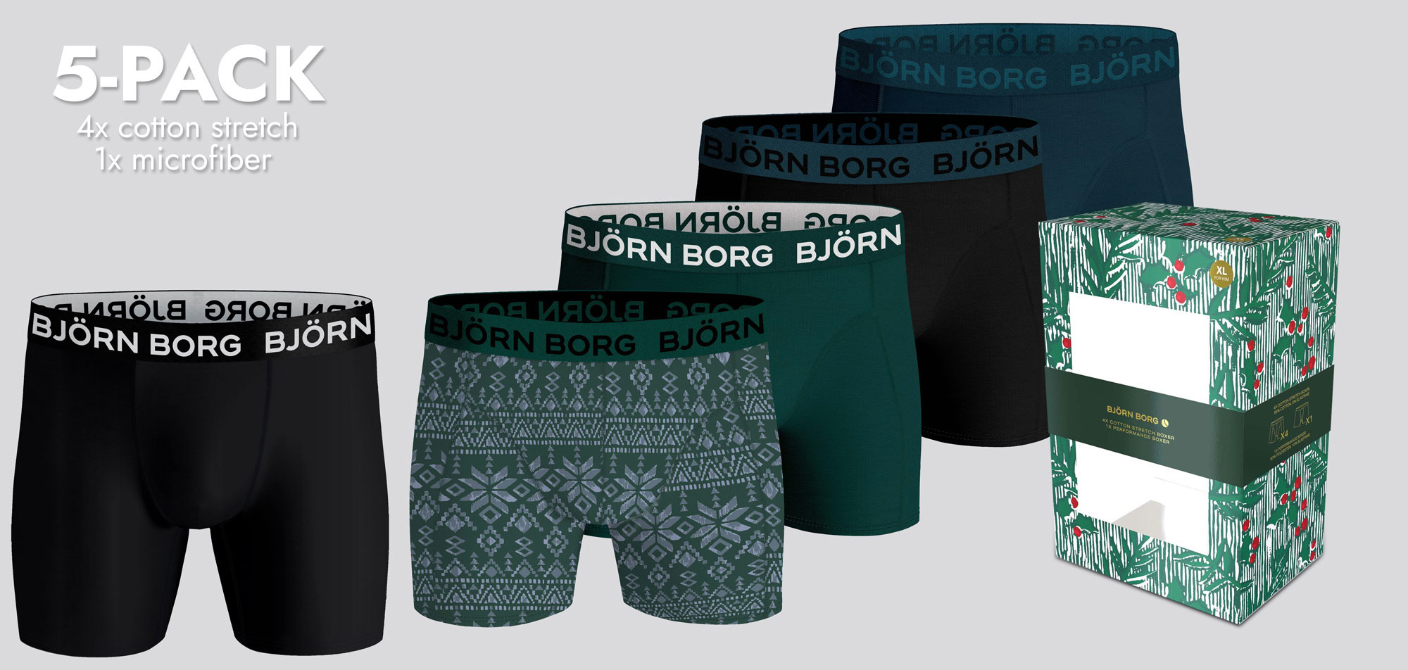 Bjorn Borg Boxershort 5-Pack 603 4x Cotton Stretch 1x Performance, color Nee